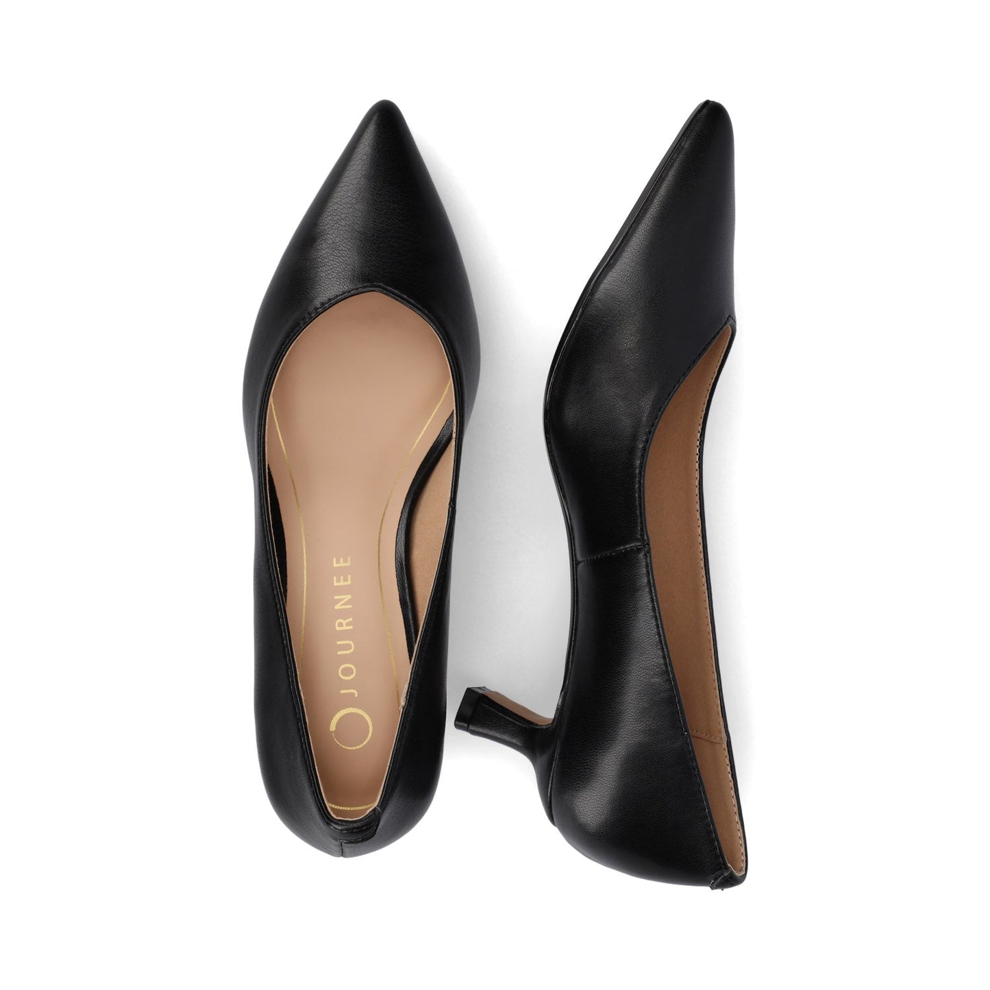 Journee PAMMIE KITTEN HEELS IN VEGAN LEATHER - Black PU