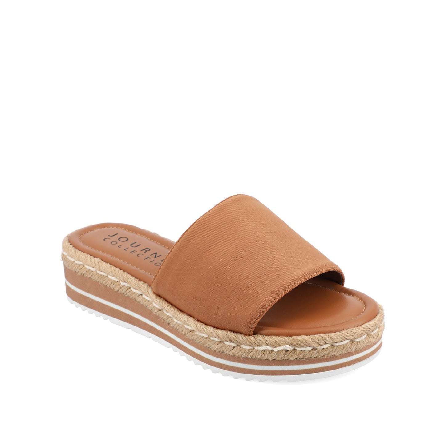 Journee ROSEY ESPADRILLE WEDGE HEELED SLIDE SANDALS - Tan