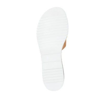 Journee ROSEY ESPADRILLE WEDGE HEELED SLIDE SANDALS - Tan