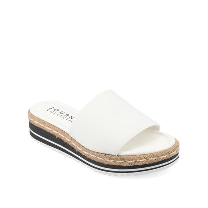 Journee ROSEY ESPADRILLE WEDGE HEELED SLIDE SANDALS - White
