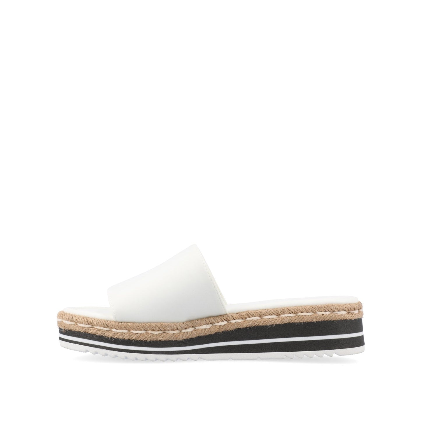Journee ROSEY ESPADRILLE WEDGE HEELED SLIDE SANDALS - White