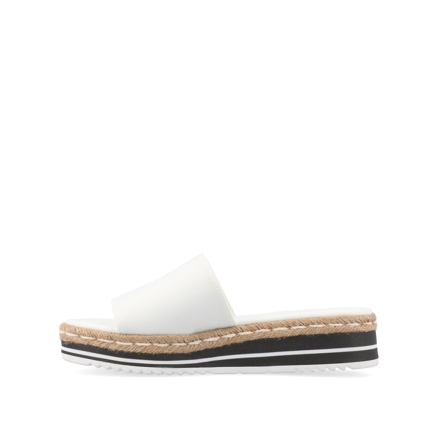 Journee ROSEY ESPADRILLE WEDGE HEELED SLIDE SANDALS - White