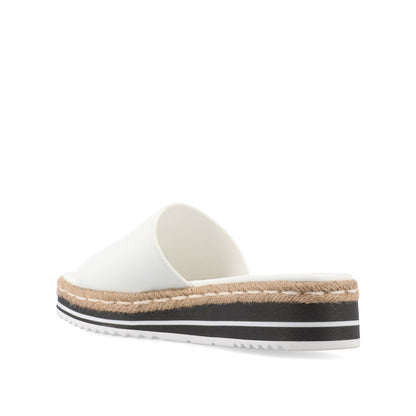 Journee ROSEY ESPADRILLE WEDGE HEELED SLIDE SANDALS - White