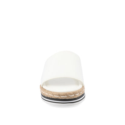 Journee ROSEY ESPADRILLE WEDGE HEELED SLIDE SANDALS - White