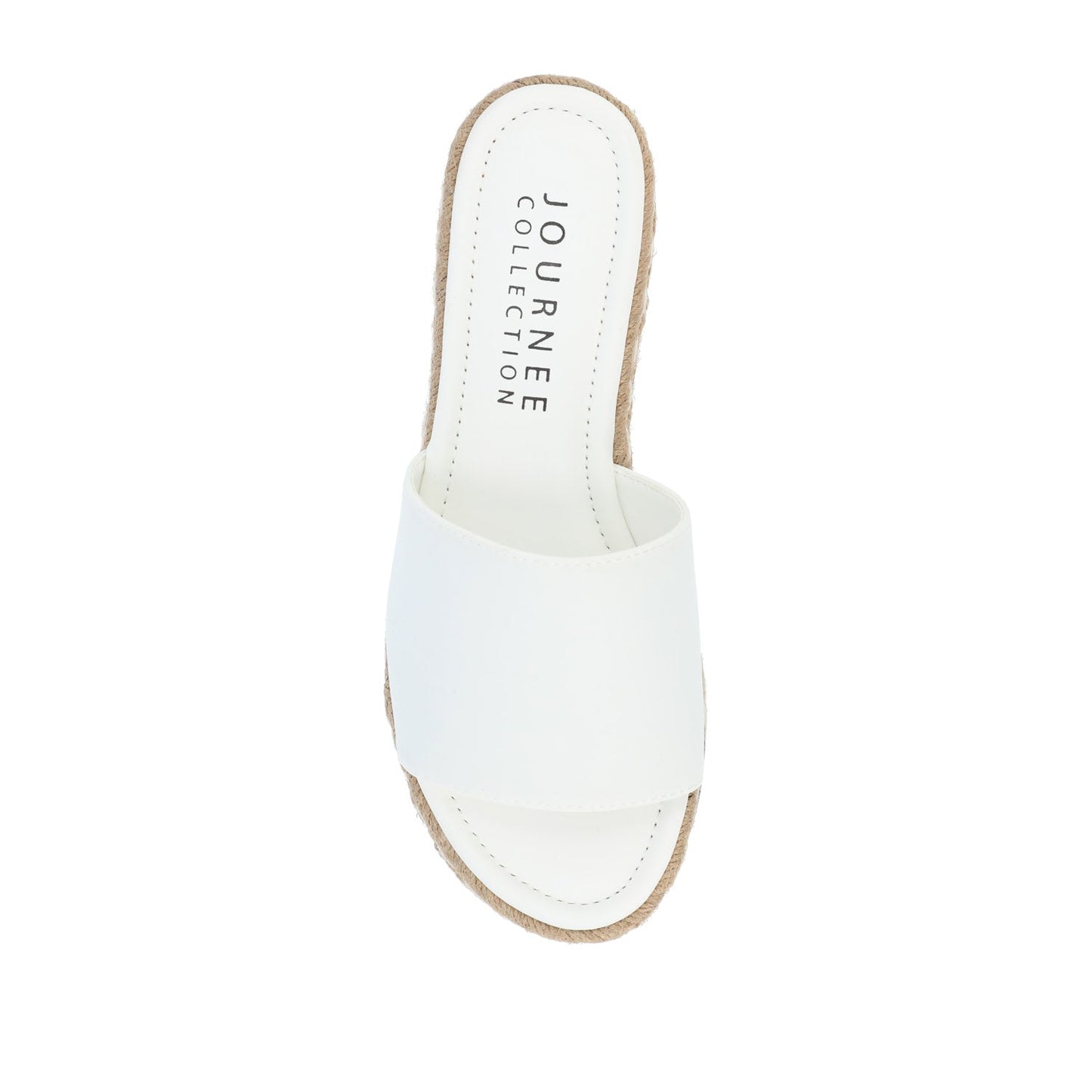 Journee ROSEY ESPADRILLE WEDGE HEELED SLIDE SANDALS - White