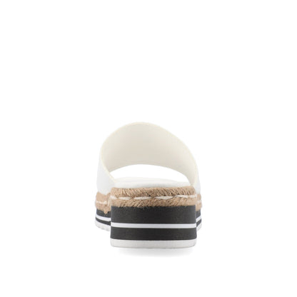 Journee ROSEY ESPADRILLE WEDGE HEELED SLIDE SANDALS - White
