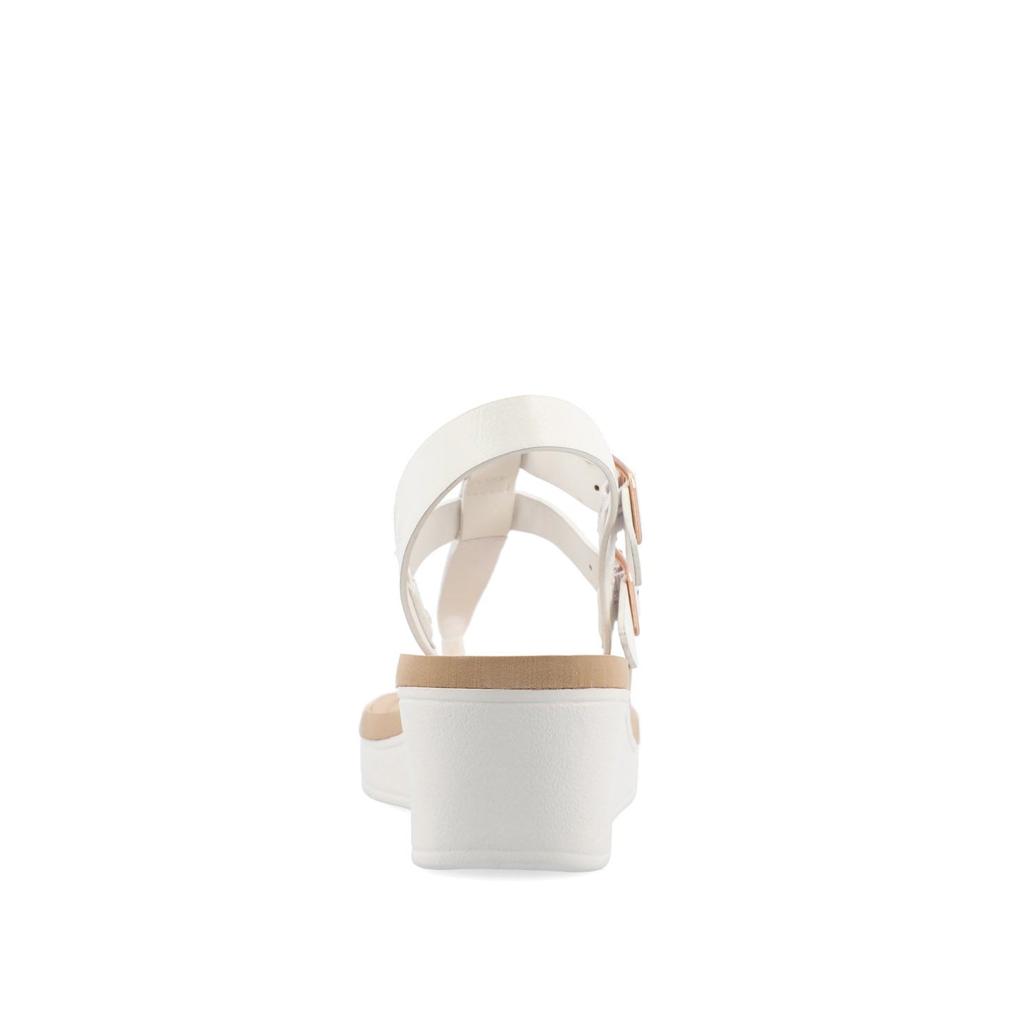 Journee BIANCA WEDGE HEELED SANDALS IN VEGAN LEATHER - White PU