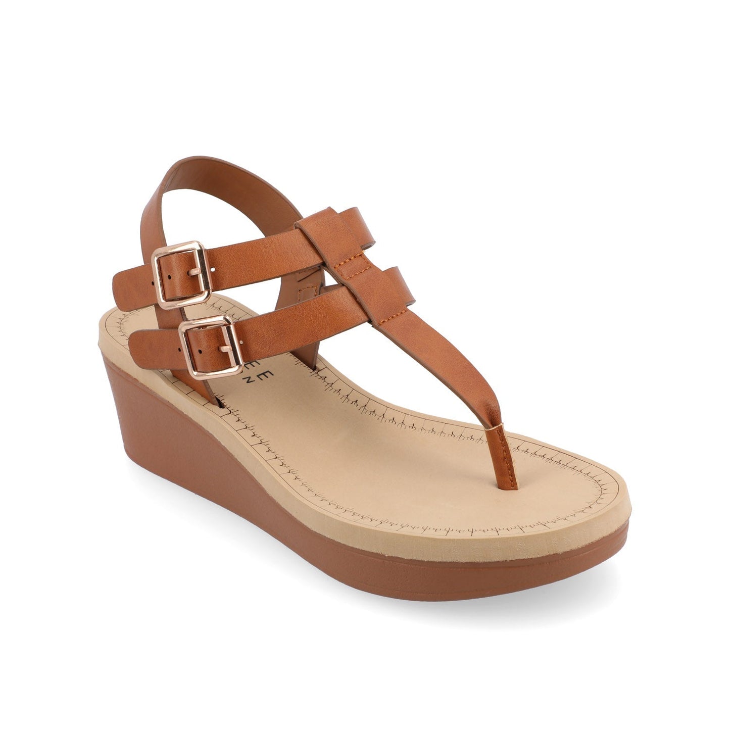 Journee BIANCA WEDGE HEELED SANDALS IN VEGAN LEATHER - Tan PU