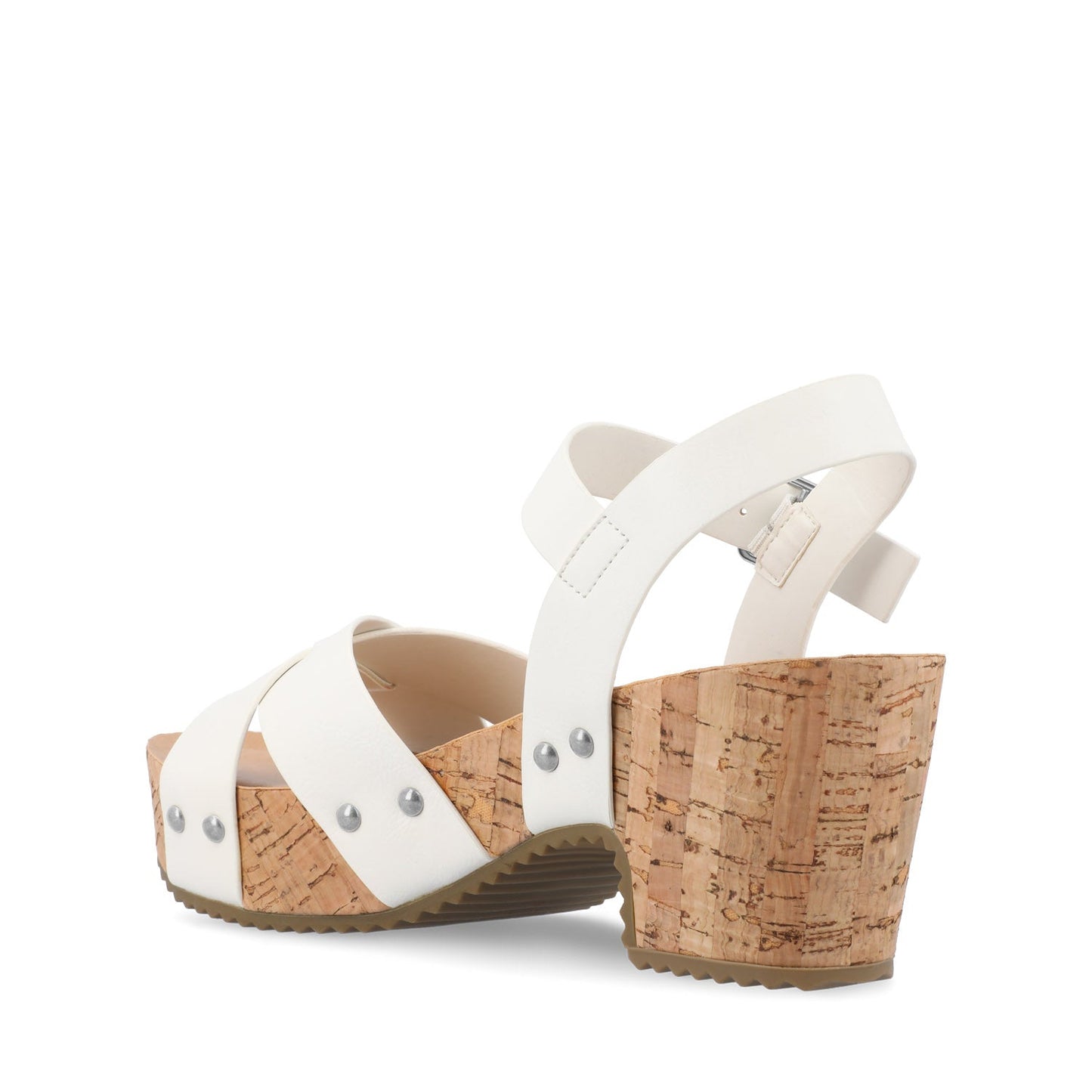 Journee VALENTINA HEELED SANDALS IN VEGAN LEATHER - White