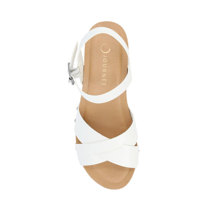 Journee VALENTINA HEELED SANDALS IN VEGAN LEATHER - White