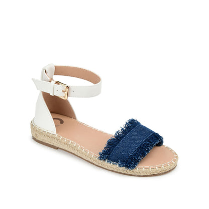 Journee TRISTEEN ESPADRILLE SANDALS IN FABRIC - Dark Denim