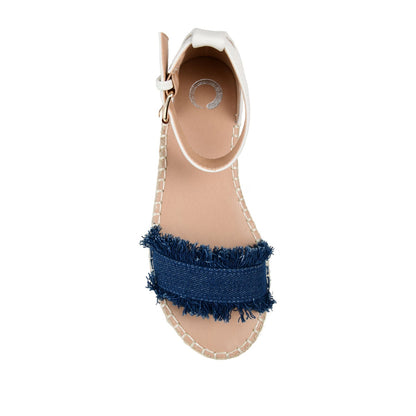 Journee TRISTEEN ESPADRILLE SANDALS IN FABRIC - Dark Denim