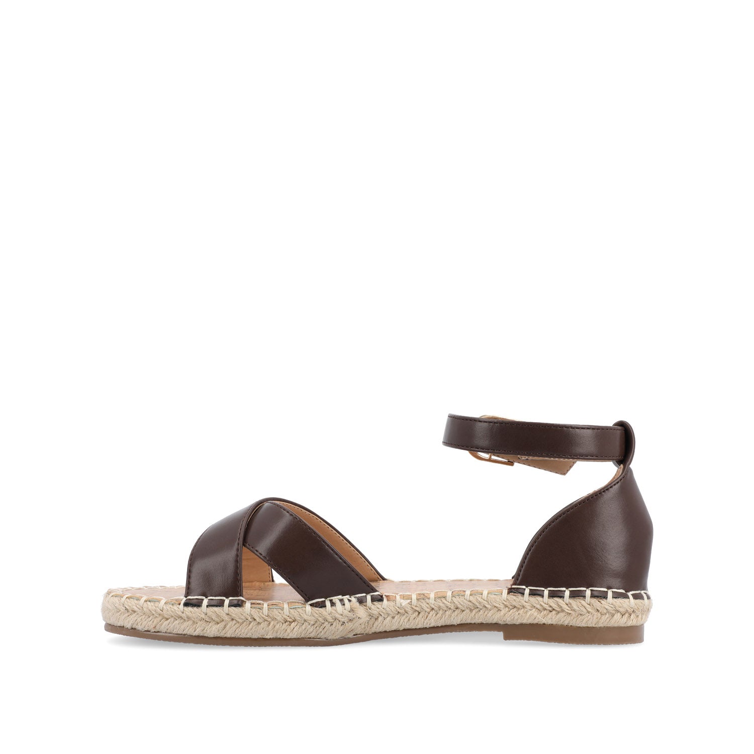 Journee LYDDIA ESPADRILLE SANDALS IN VEGAN LEATHER - Brown