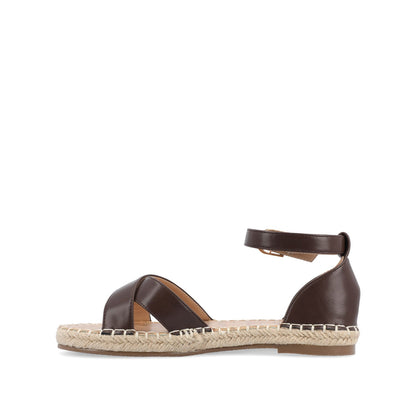 Journee LYDDIA ESPADRILLE SANDALS IN VEGAN LEATHER - Brown