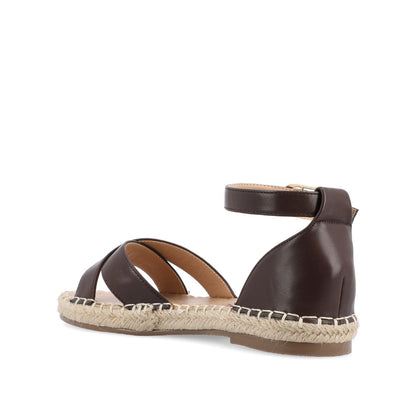 Journee LYDDIA ESPADRILLE SANDALS IN VEGAN LEATHER - Brown