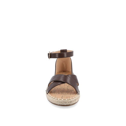 Journee LYDDIA ESPADRILLE SANDALS IN VEGAN LEATHER - Brown