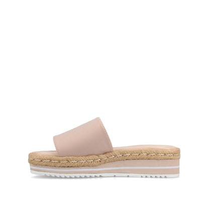 Journee ROSEY ESPADRILLE WEDGE HEELED SLIDE SANDALS - Blush