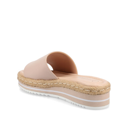 Journee ROSEY ESPADRILLE WEDGE HEELED SLIDE SANDALS - Blush