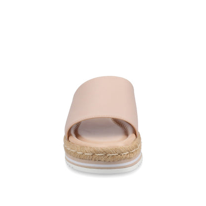 Journee ROSEY ESPADRILLE WEDGE HEELED SLIDE SANDALS - Blush