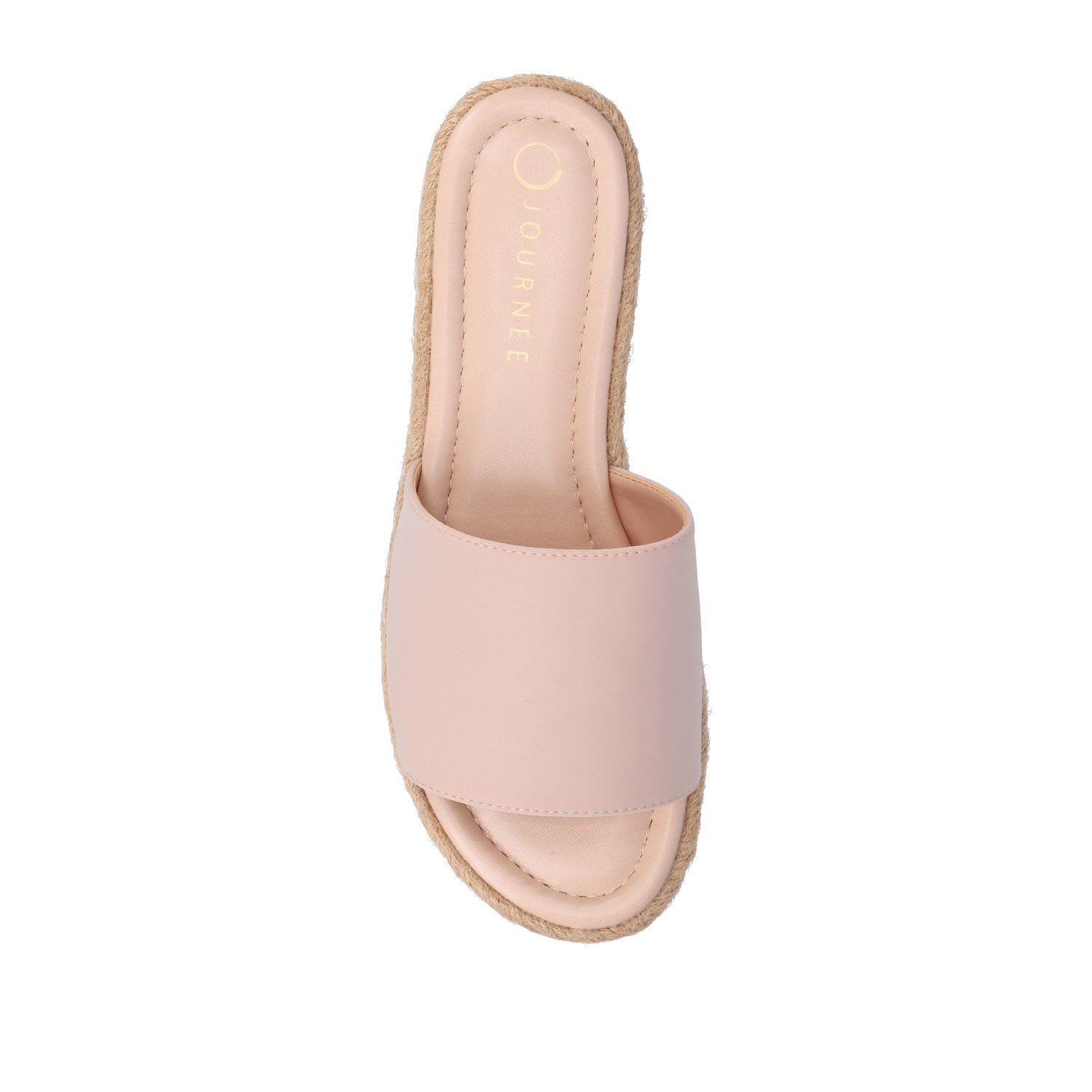 Journee ROSEY ESPADRILLE WEDGE HEELED SLIDE SANDALS - Blush