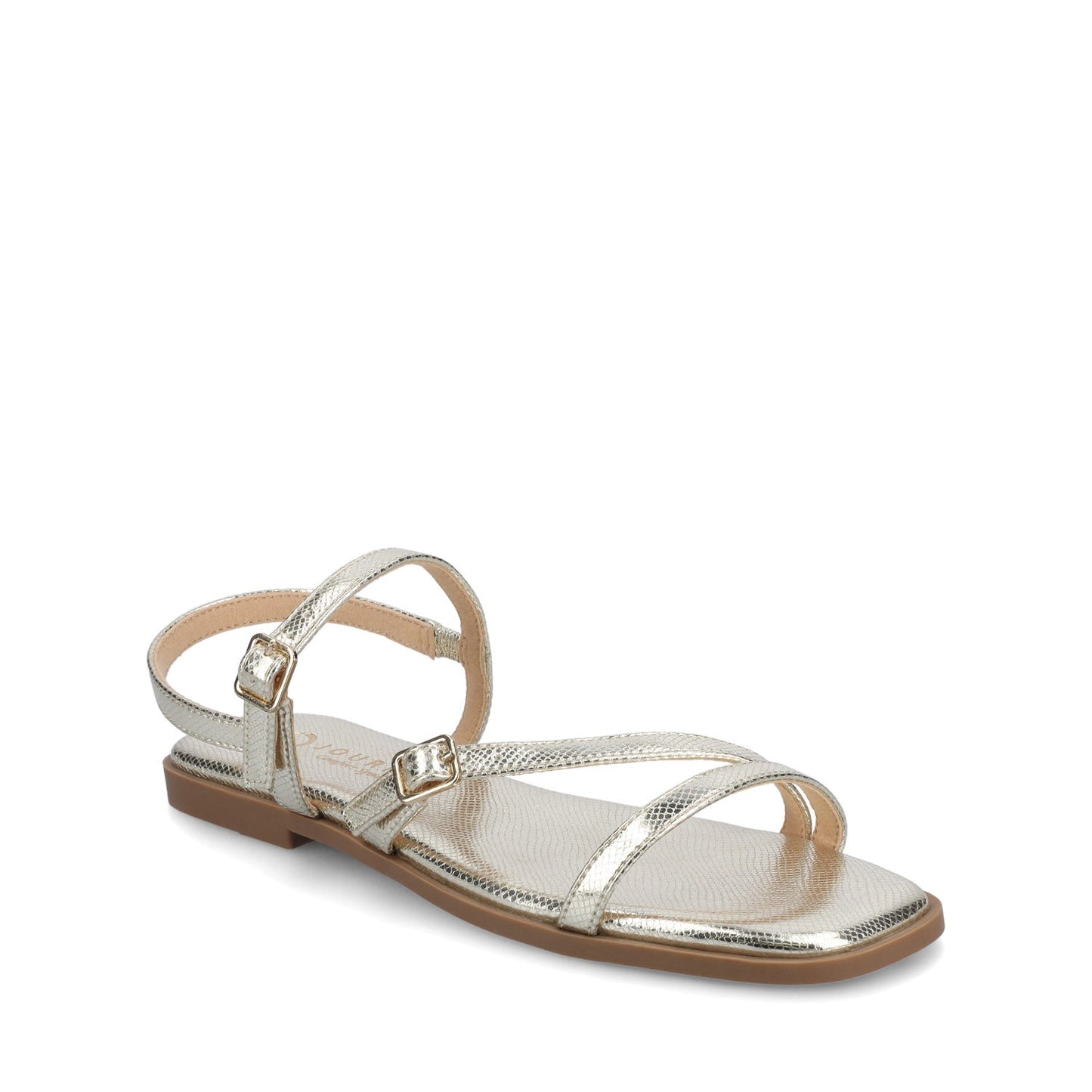Journee BRIANNA ANKLE STRAP SANDALS - Champagne Lizard