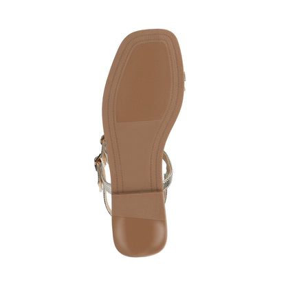 Journee BRIANNA ANKLE STRAP SANDALS - Champagne Lizard