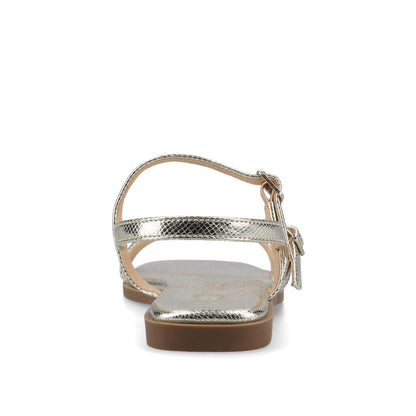 Journee BRIANNA ANKLE STRAP SANDALS - Champagne Lizard