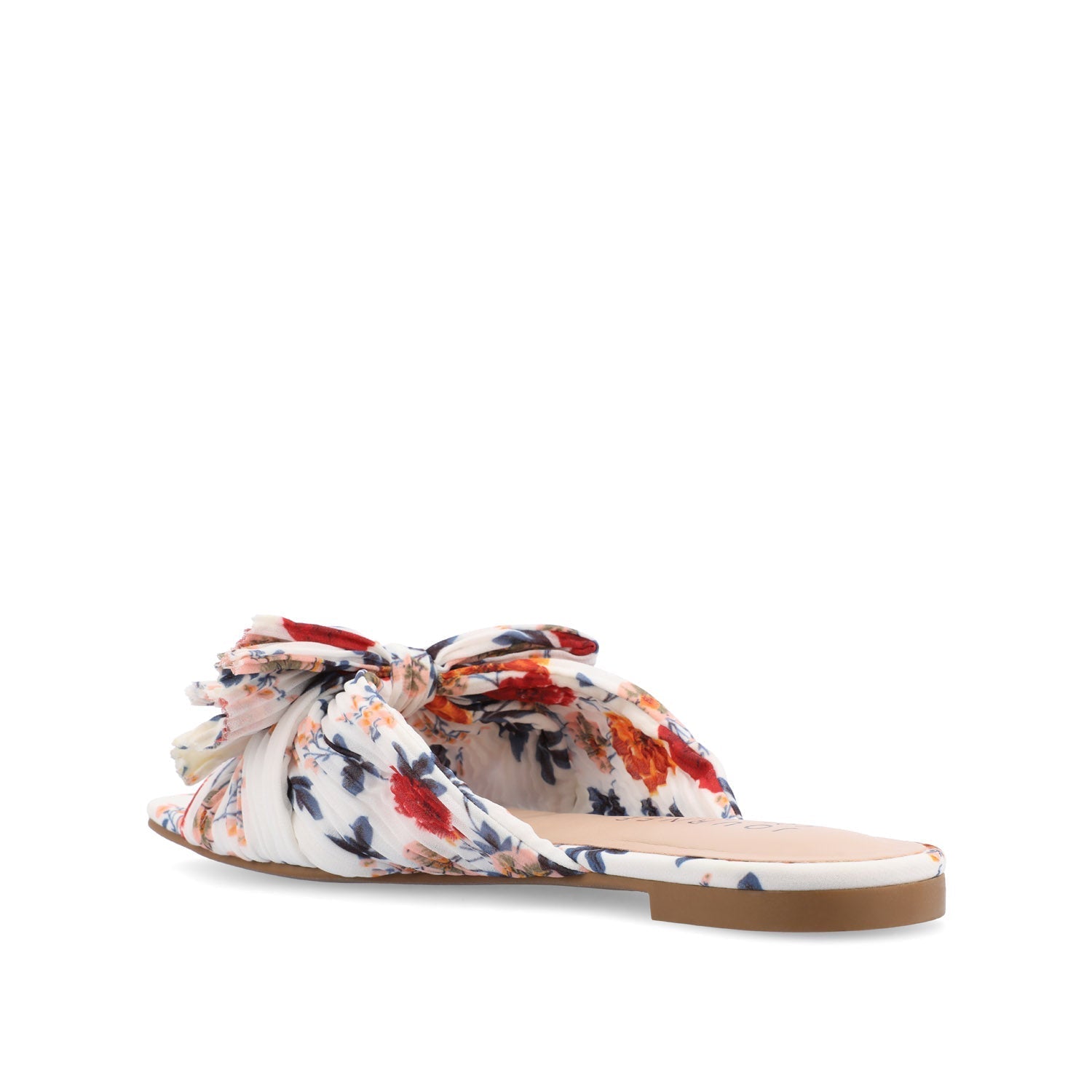 Journee SERLINA PLEATED SLIDE SANDALS IN FOIL - Dark Floral Fabric