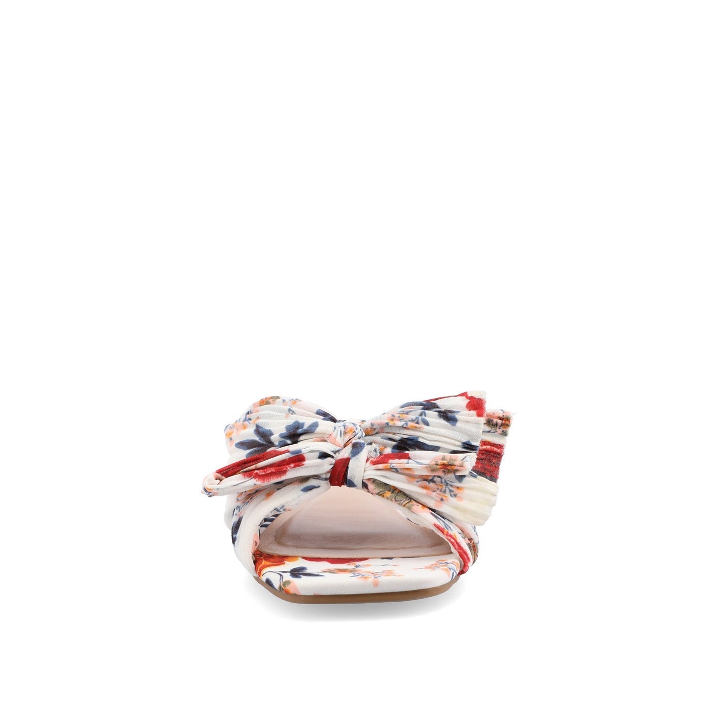Journee SERLINA PLEATED SLIDE SANDALS IN FOIL - Dark Floral Fabric