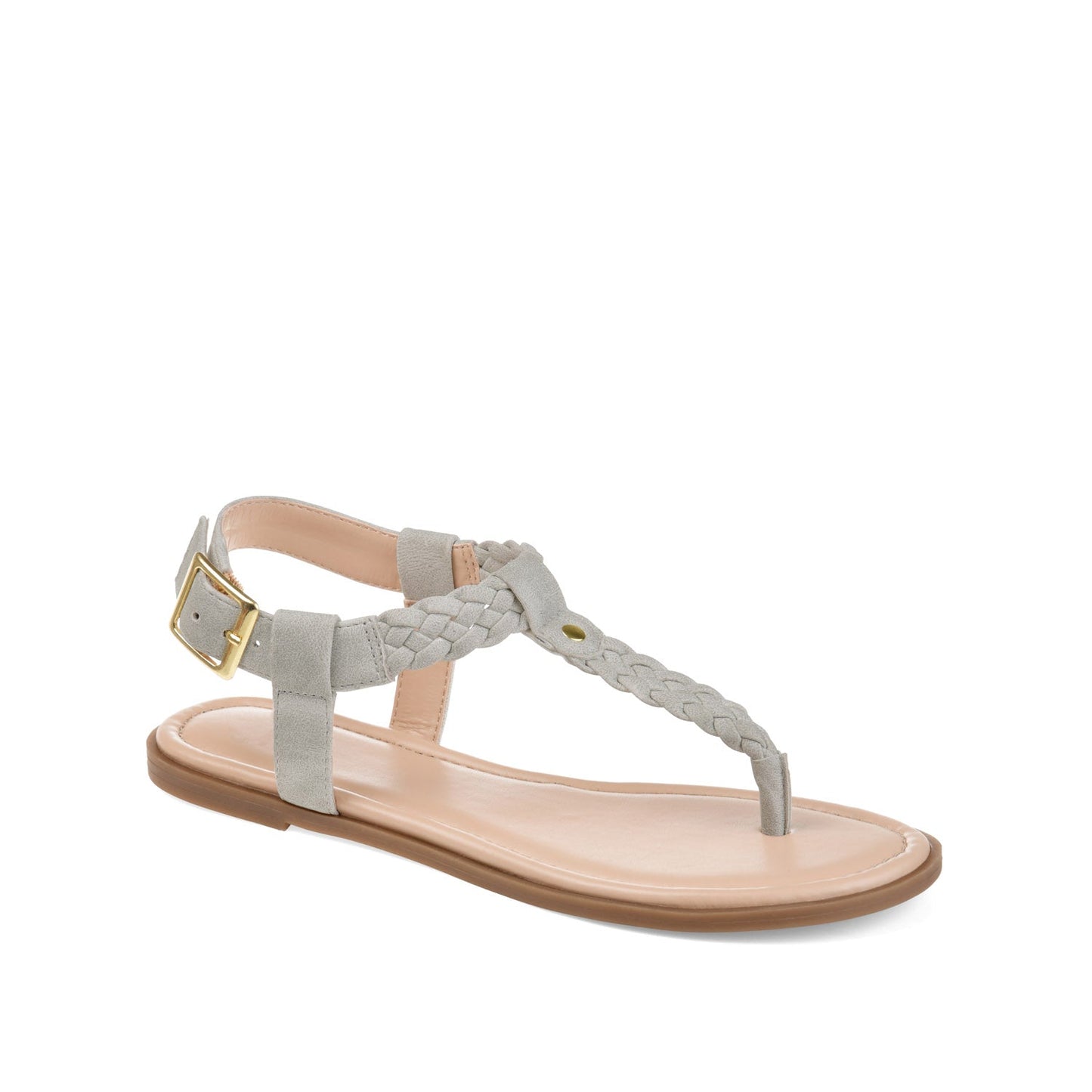 Journee GENEVIVE T-STRAP SANDALS IN VEGAN LEATHER - Grey