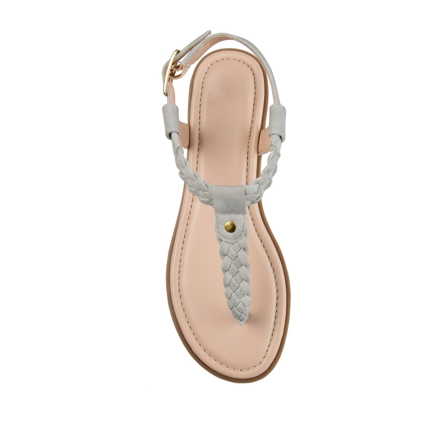 Journee GENEVIVE T-STRAP SANDALS IN VEGAN LEATHER - Grey