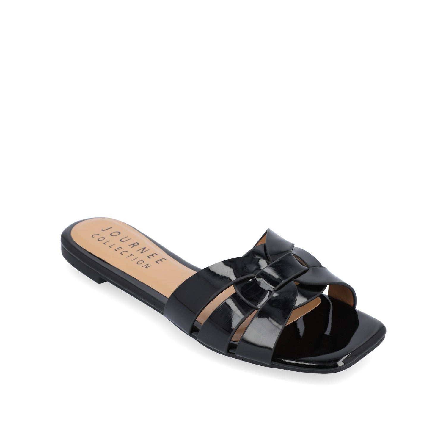 Journee ARRINA SLIDE SANDALS IN BASIC PATENT - Black Patent