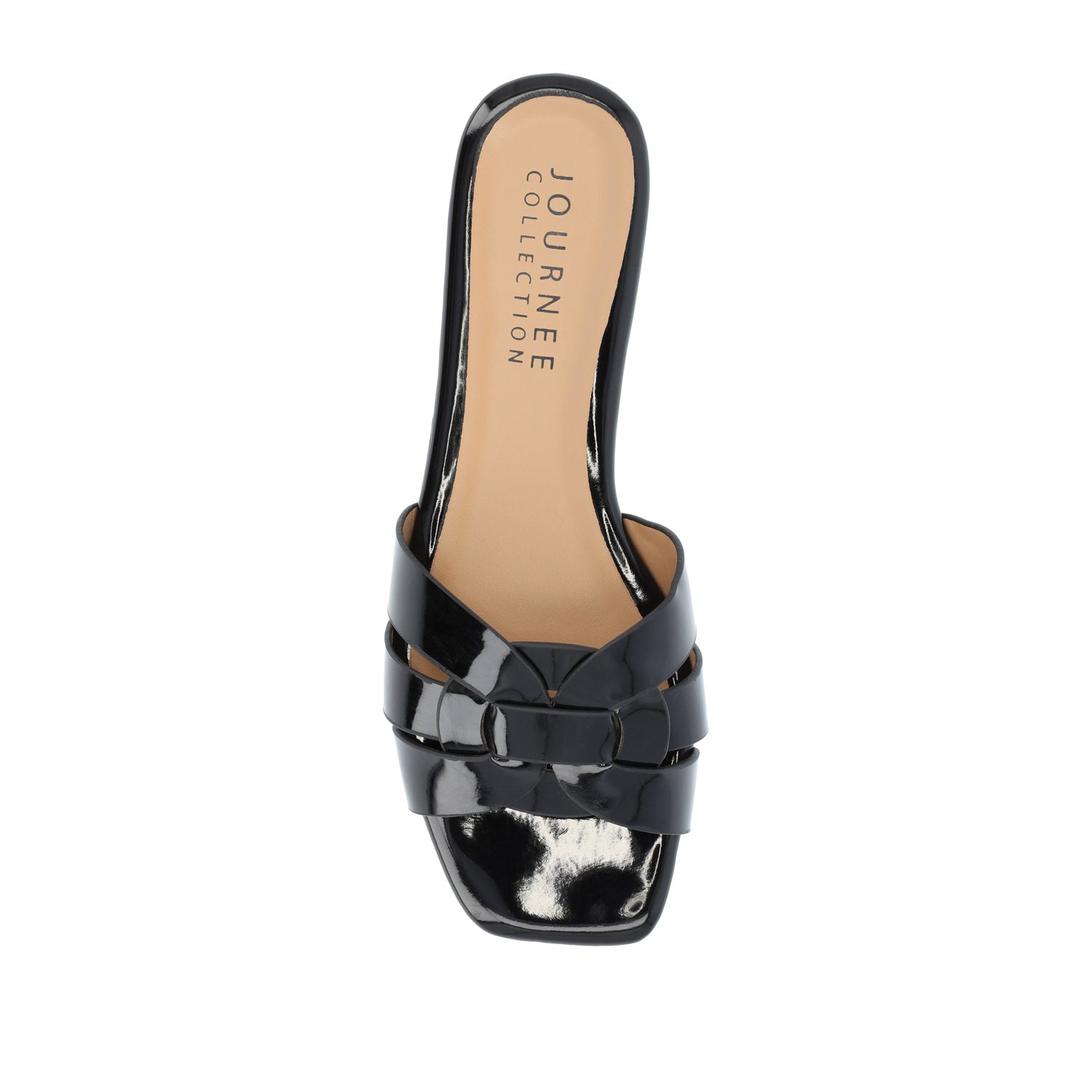 Journee ARRINA SLIDE SANDALS IN BASIC PATENT - Black Patent