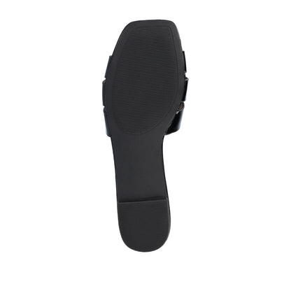 Journee ARRINA SLIDE SANDALS IN BASIC PATENT - Black Patent