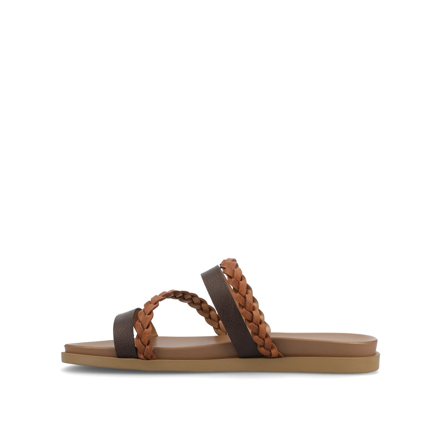 Journee COLETTE SLIDE SANDALS IN VEGAN LEATHER - Cognac
