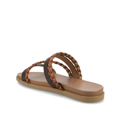 Journee COLETTE SLIDE SANDALS IN VEGAN LEATHER - Cognac