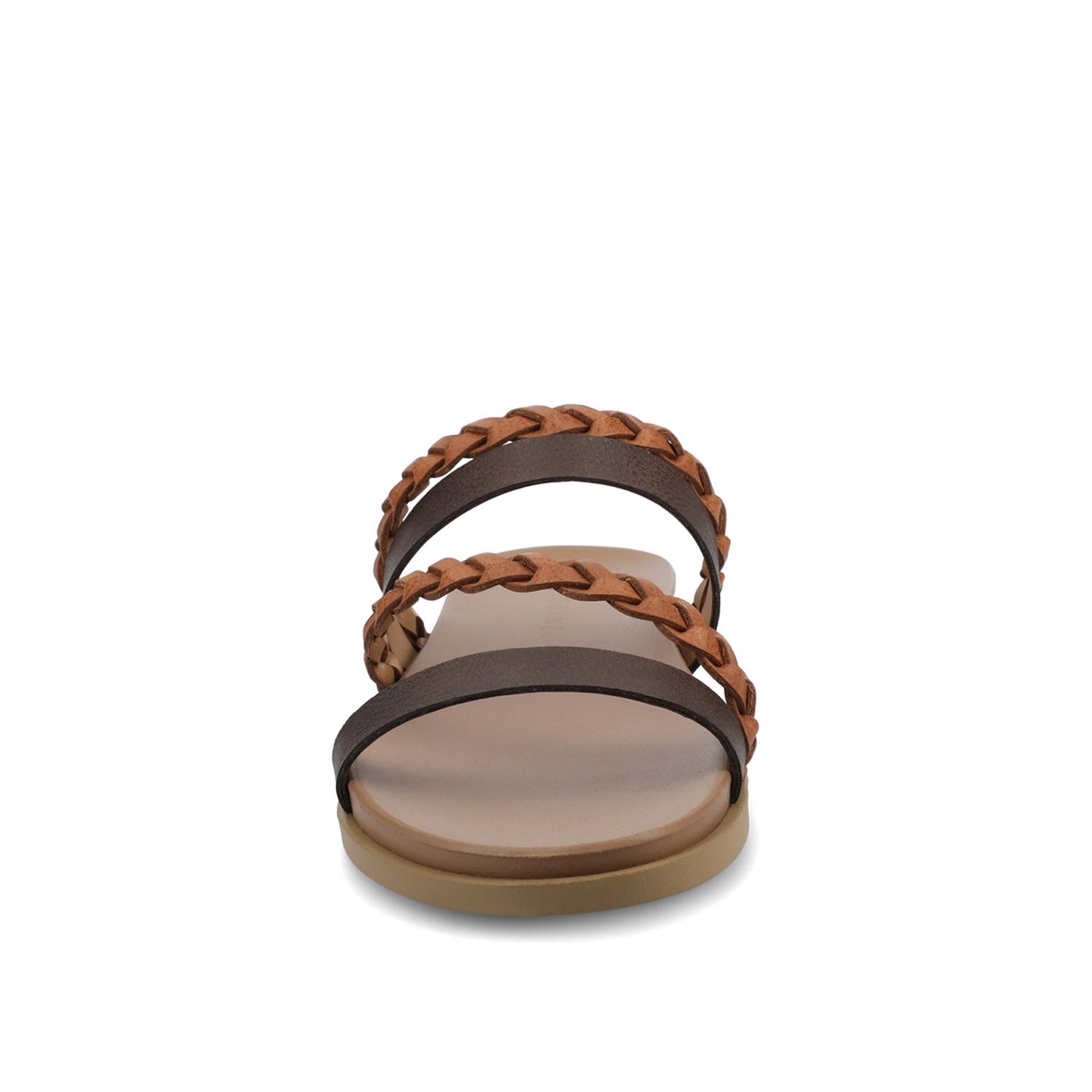 Journee COLETTE SLIDE SANDALS IN VEGAN LEATHER - Cognac