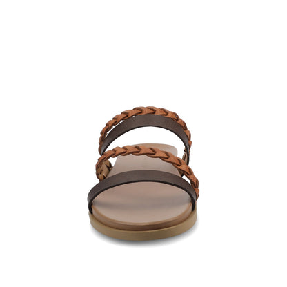 Journee COLETTE SLIDE SANDALS IN VEGAN LEATHER - Cognac