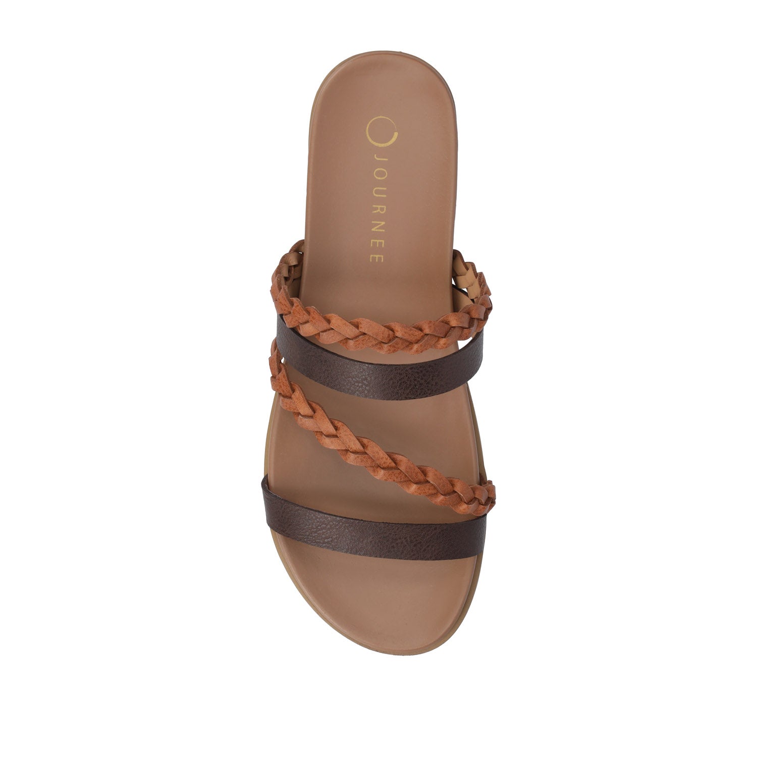 Journee COLETTE SLIDE SANDALS IN VEGAN LEATHER - Cognac