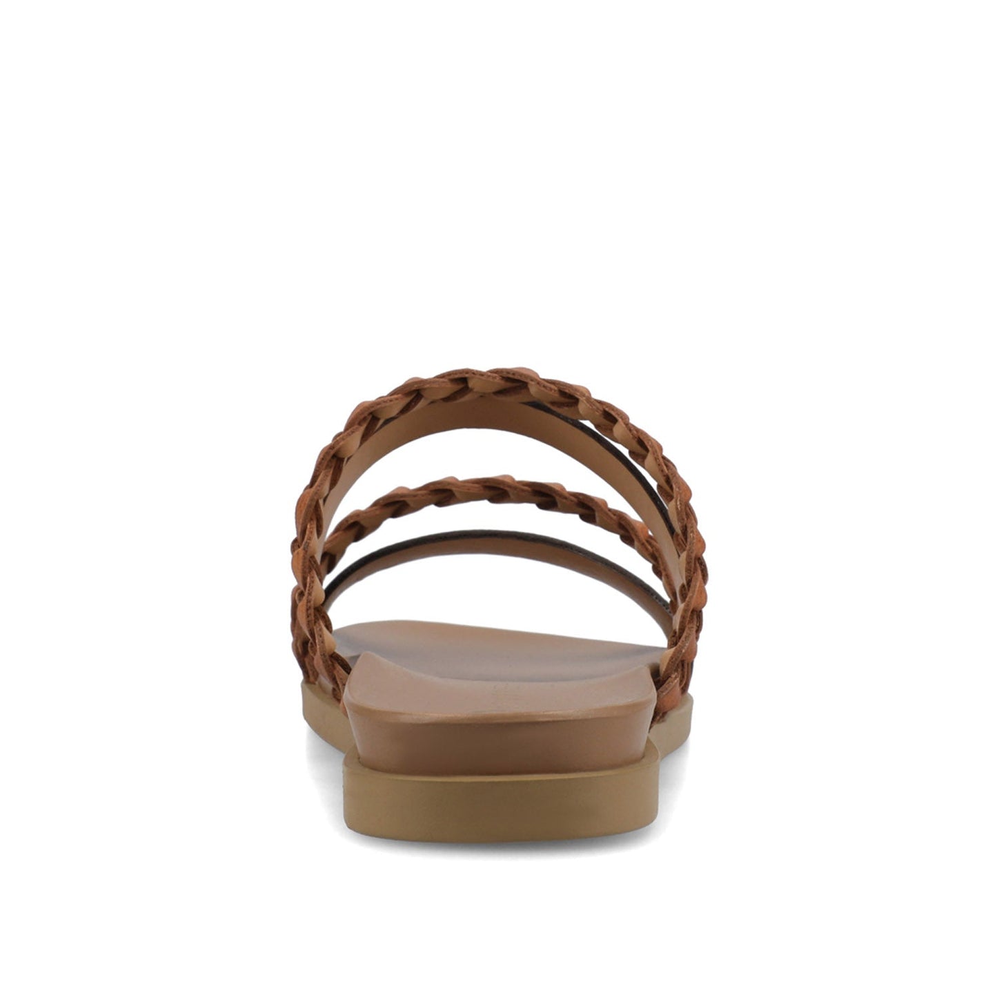 Journee COLETTE SLIDE SANDALS IN VEGAN LEATHER - Cognac