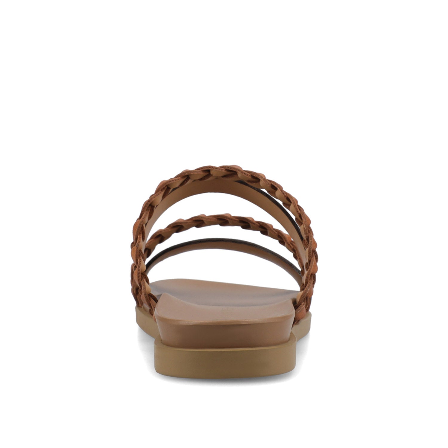 Journee COLETTE SLIDE SANDALS IN VEGAN LEATHER - Cognac