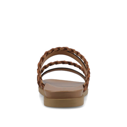 Journee COLETTE SLIDE SANDALS IN VEGAN LEATHER - Cognac