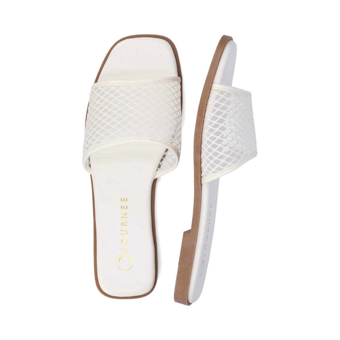 Journee BRECKLEY SLIDE SANDALS IN MESH - White Mesh