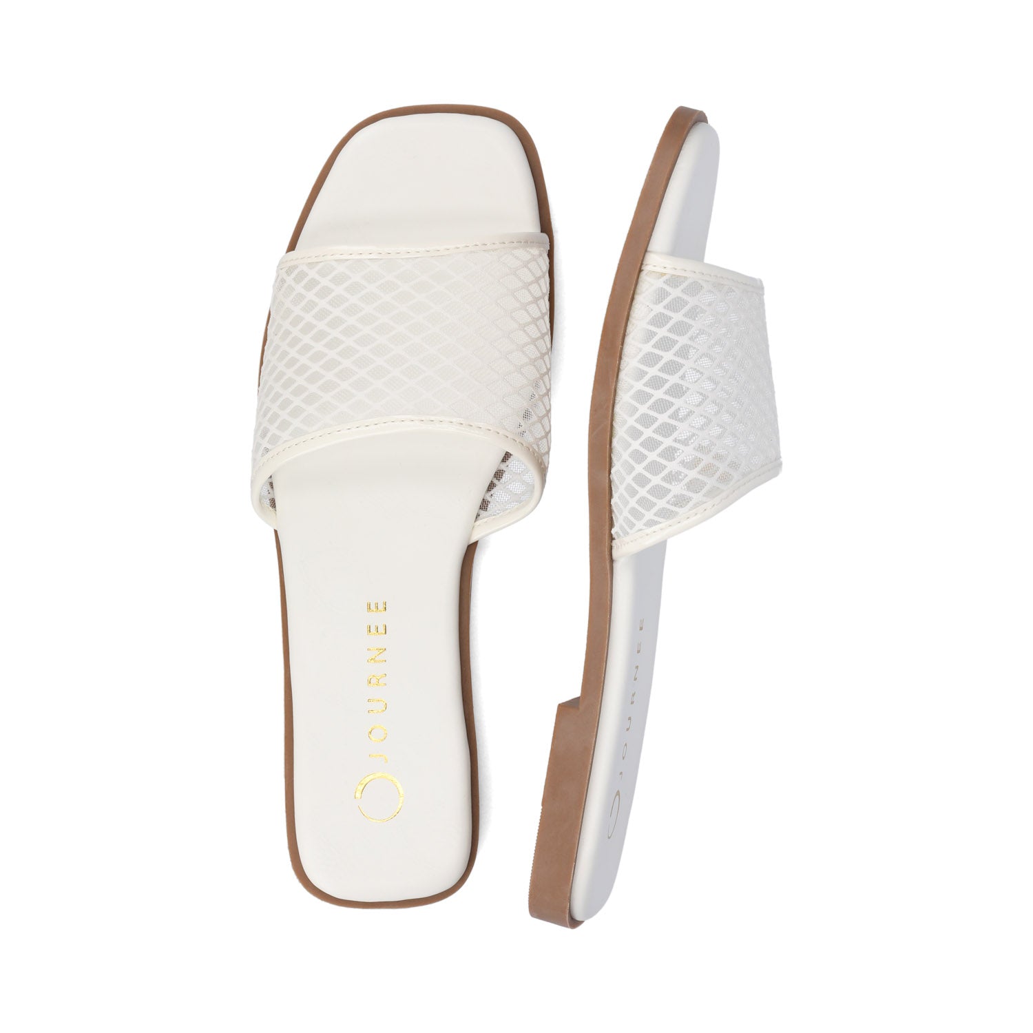 Journee BRECKLEY SLIDE SANDALS IN MESH - White Mesh