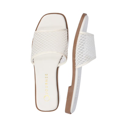 Journee BRECKLEY SLIDE SANDALS IN MESH - White Mesh