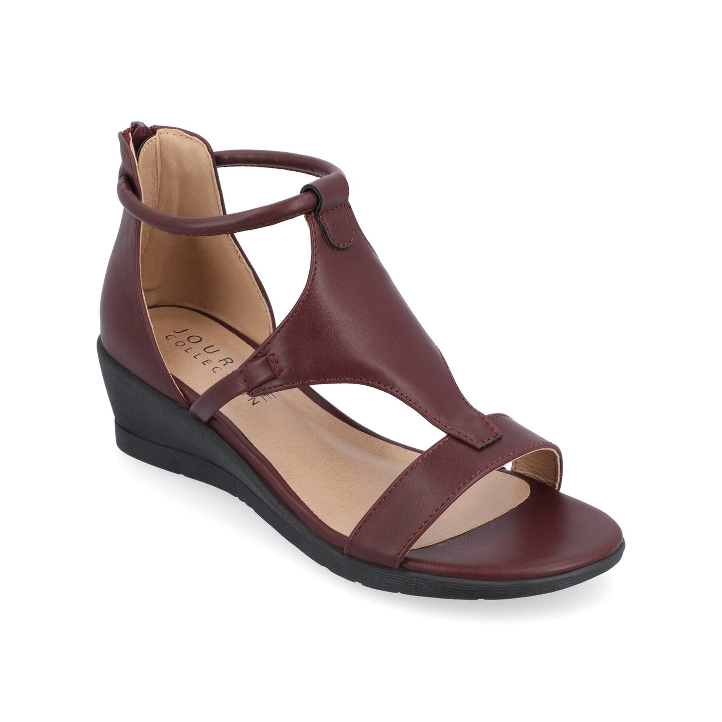 Journee TRAYLE GLADIATOR SANDALS IN VEGAN LEATHER - Wine PU