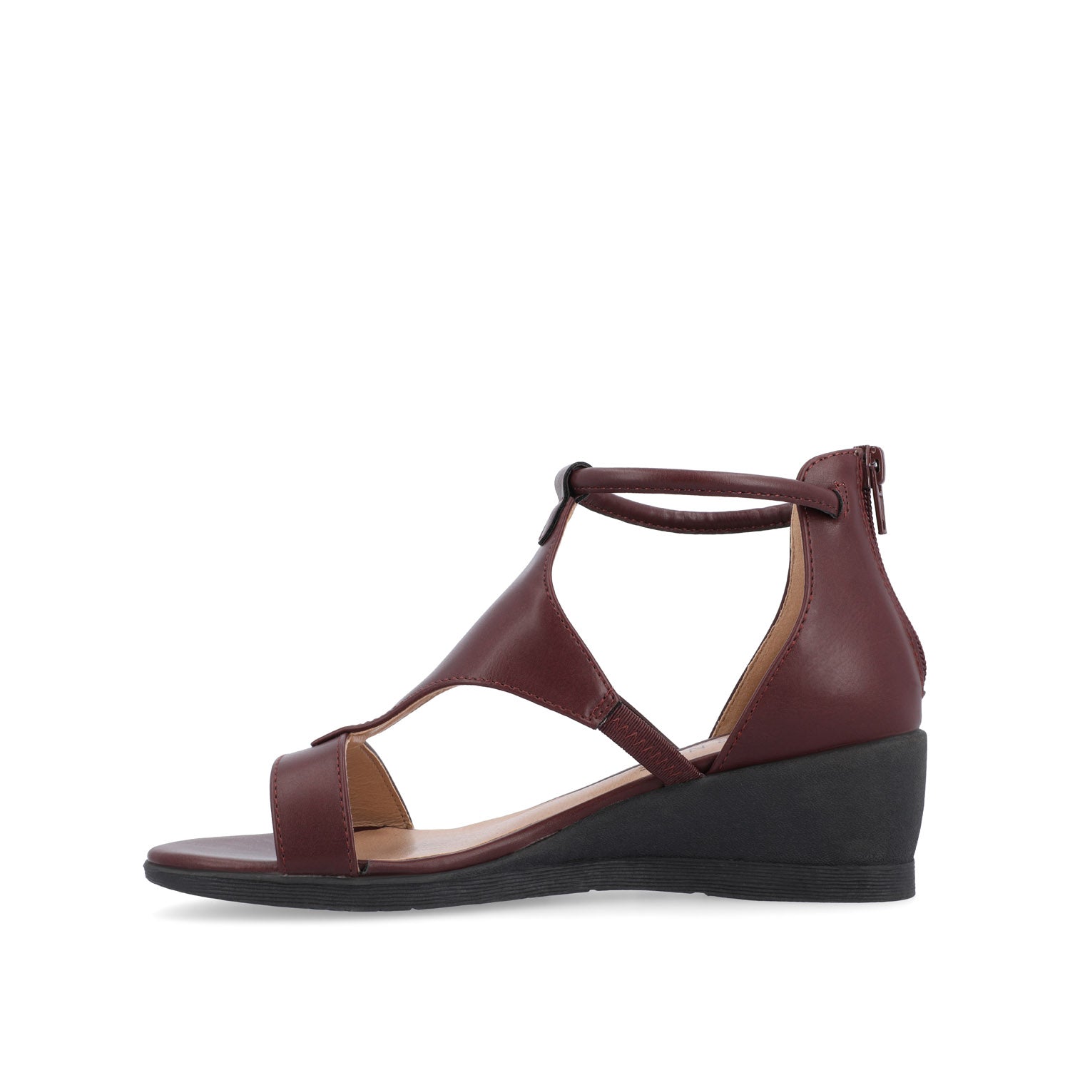Journee TRAYLE GLADIATOR SANDALS IN VEGAN LEATHER - Wine PU