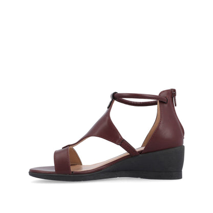 Journee TRAYLE GLADIATOR SANDALS IN VEGAN LEATHER - Wine PU