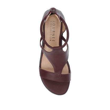 Journee TRAYLE GLADIATOR SANDALS IN VEGAN LEATHER - Wine PU