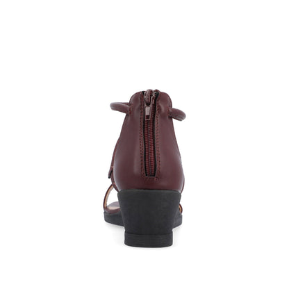 Journee TRAYLE GLADIATOR SANDALS IN VEGAN LEATHER - Wine PU